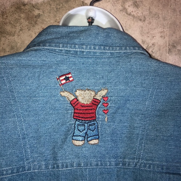 Christopher & Banks Denim Patriotic Bear Blouse - Picture 12 of 13